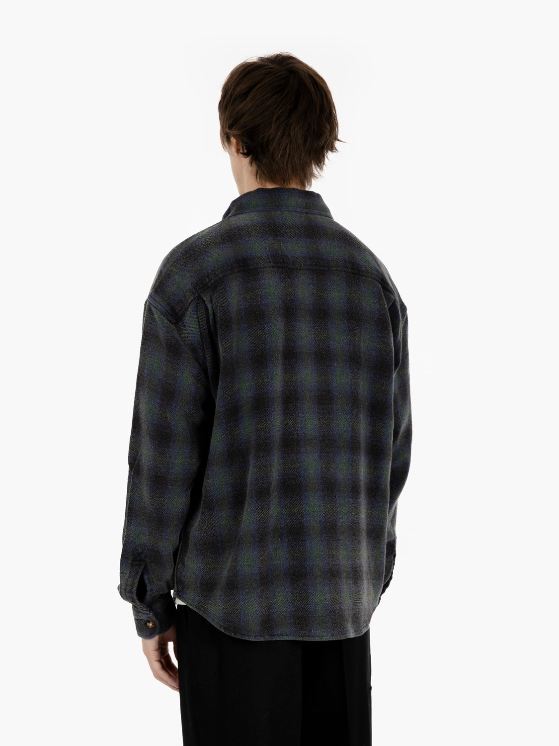 Too busy at work check shirt black / green check