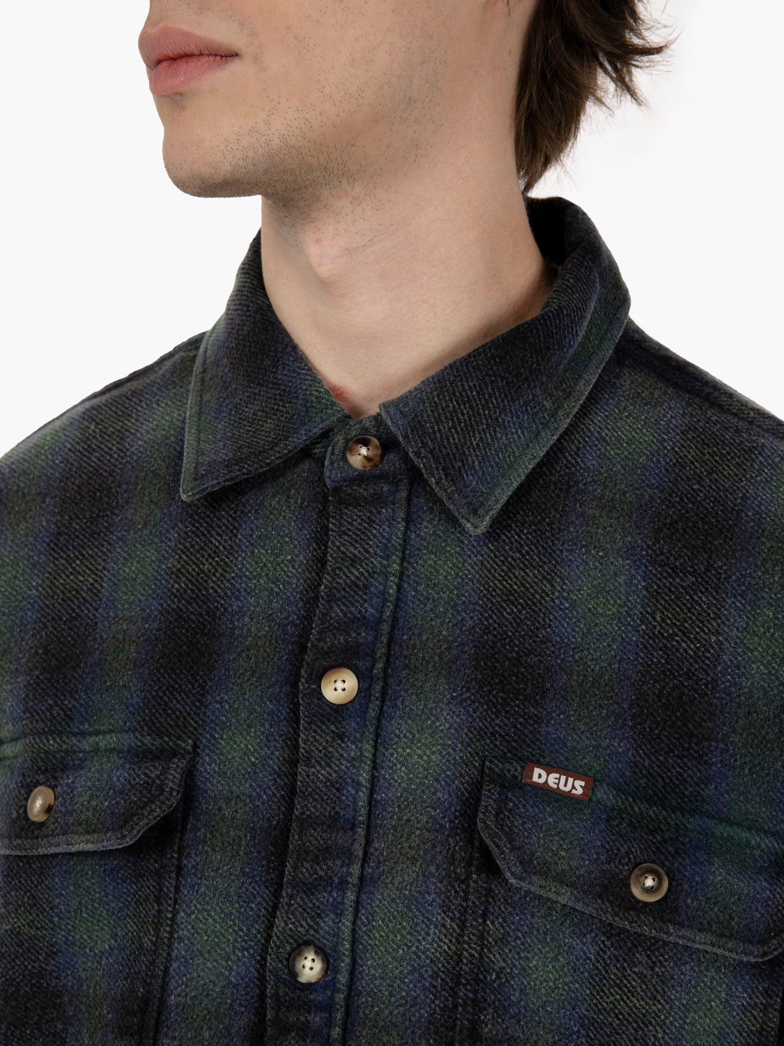 Too busy at work check shirt black / green check