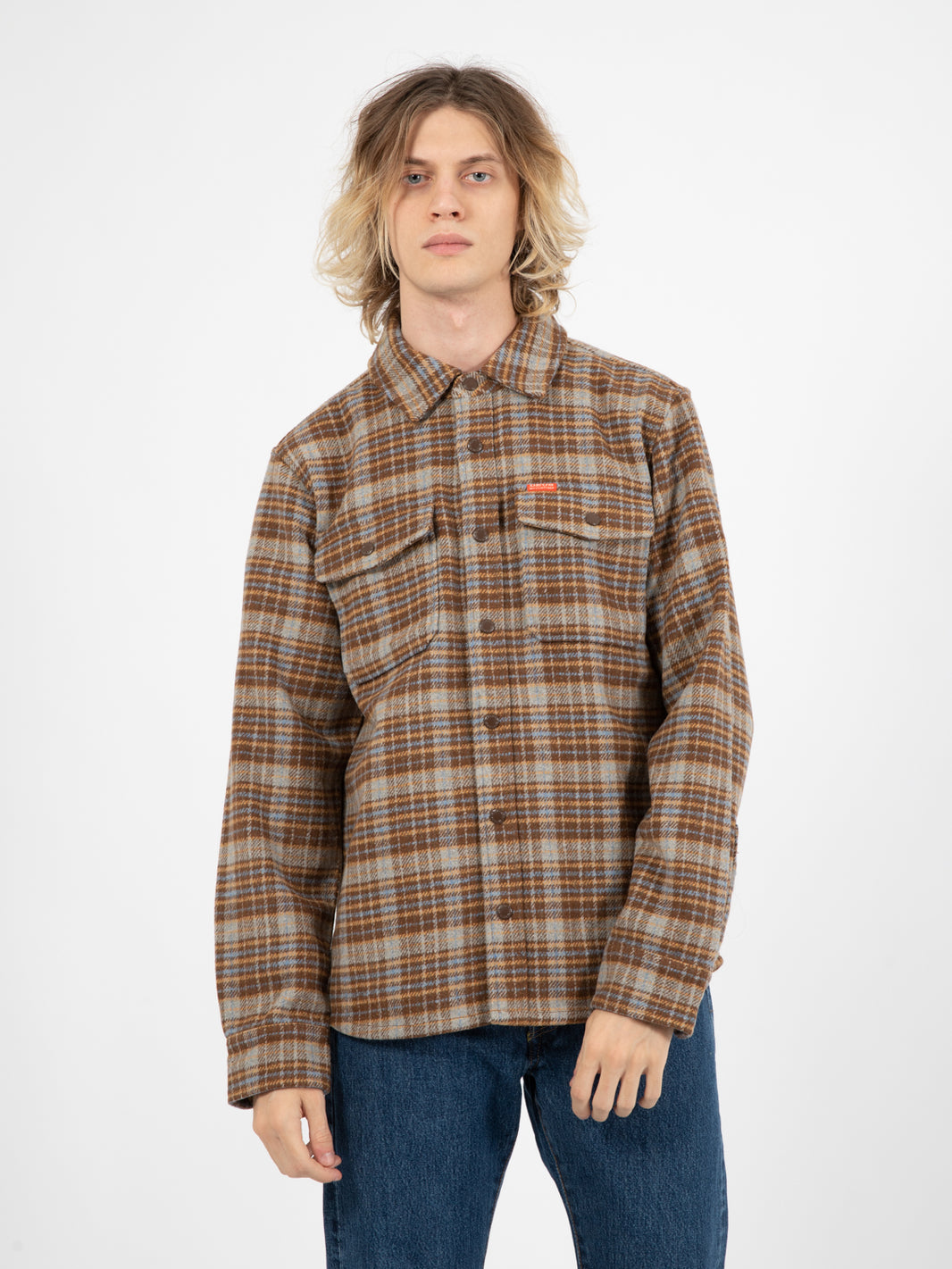 Kalyn check overshirt brown