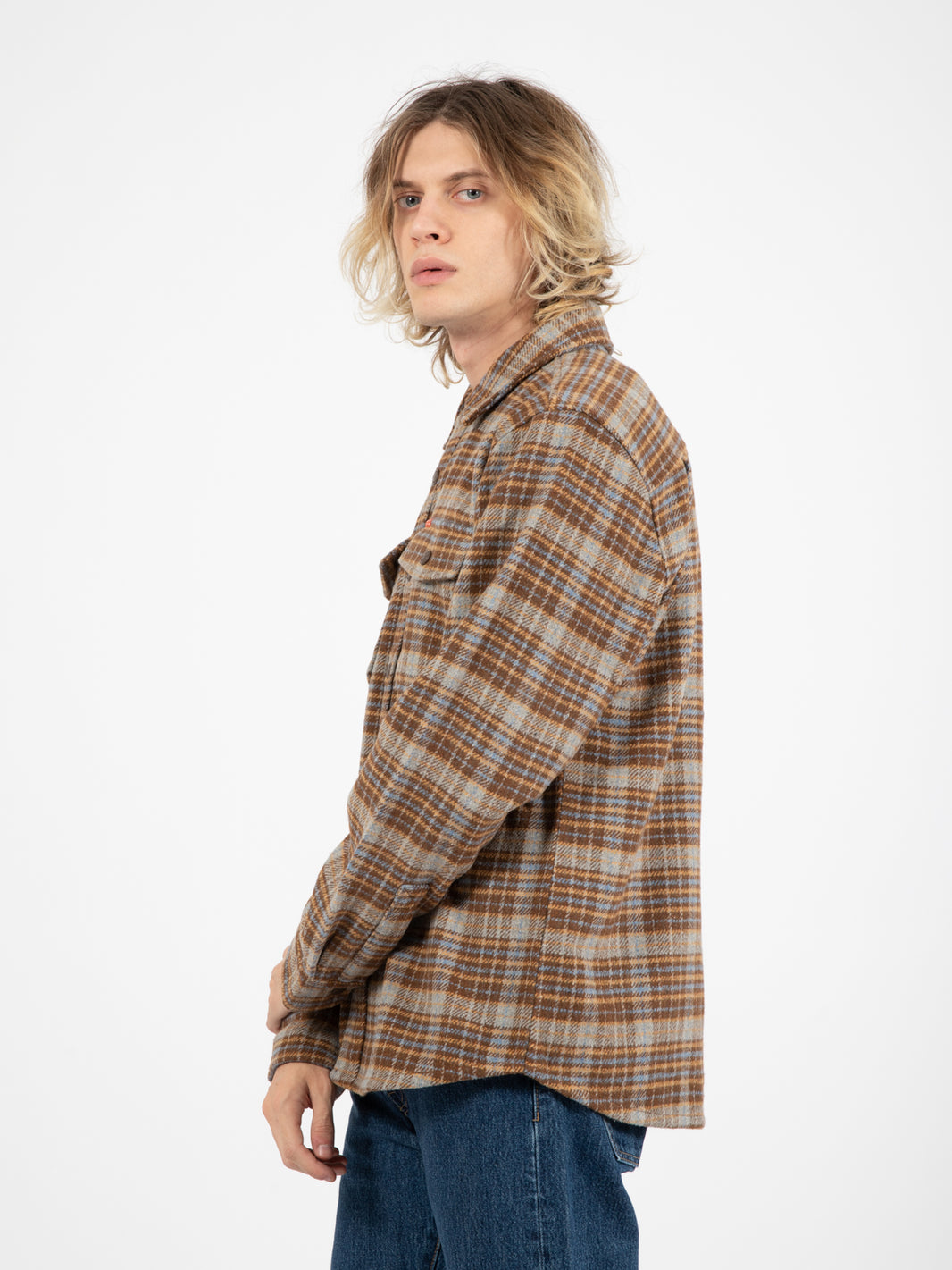 Kalyn check overshirt brown