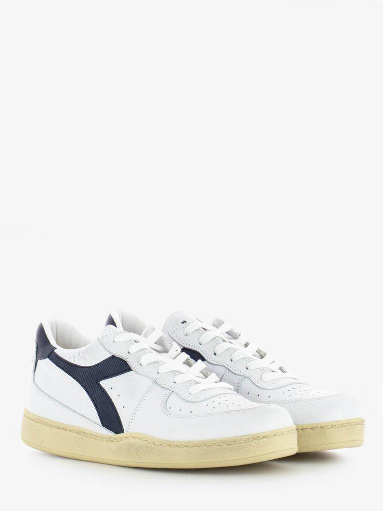 DIADORA HERITAGE - Mi Basket low used white / blue denim