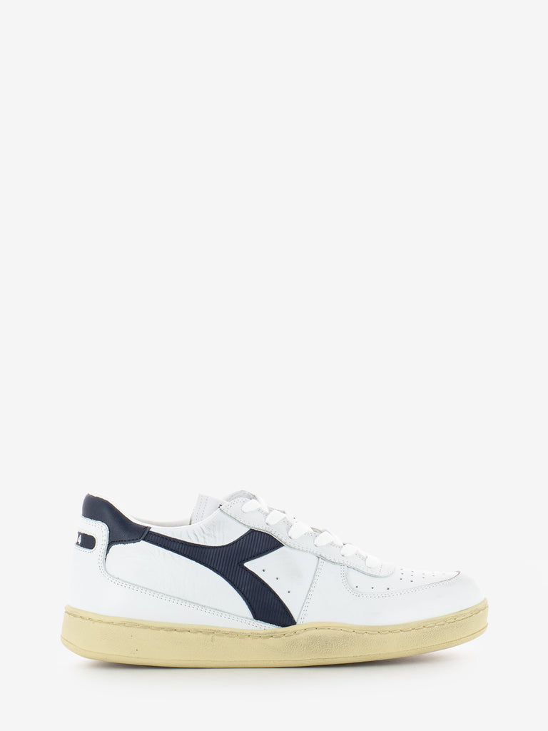 DIADORA HERITAGE - Mi Basket low used white / blue denim