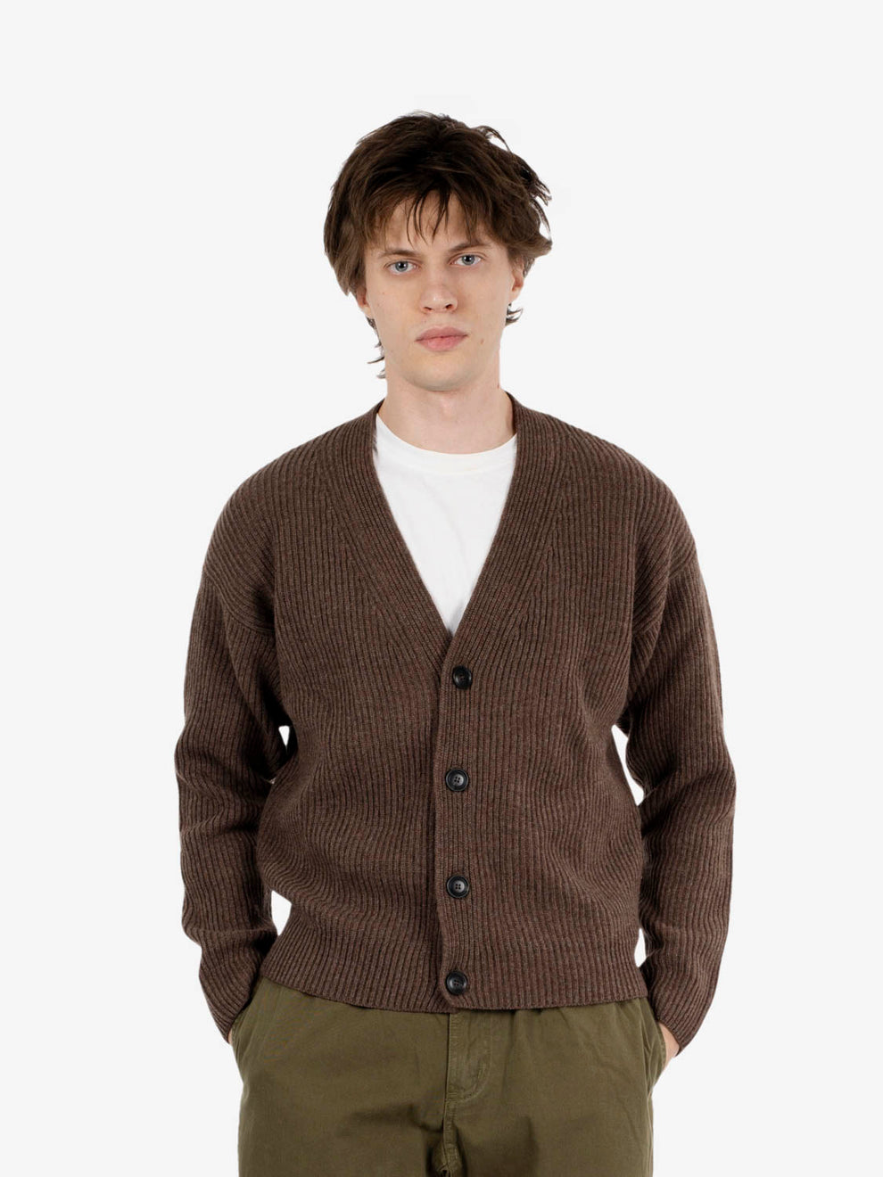 Cardigan costa inglese crop brown