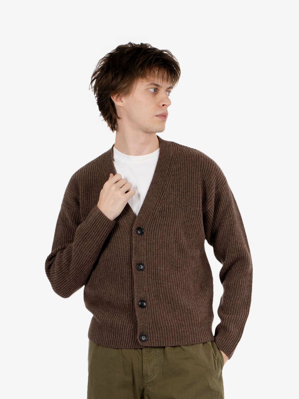Cardigan costa inglese crop brown