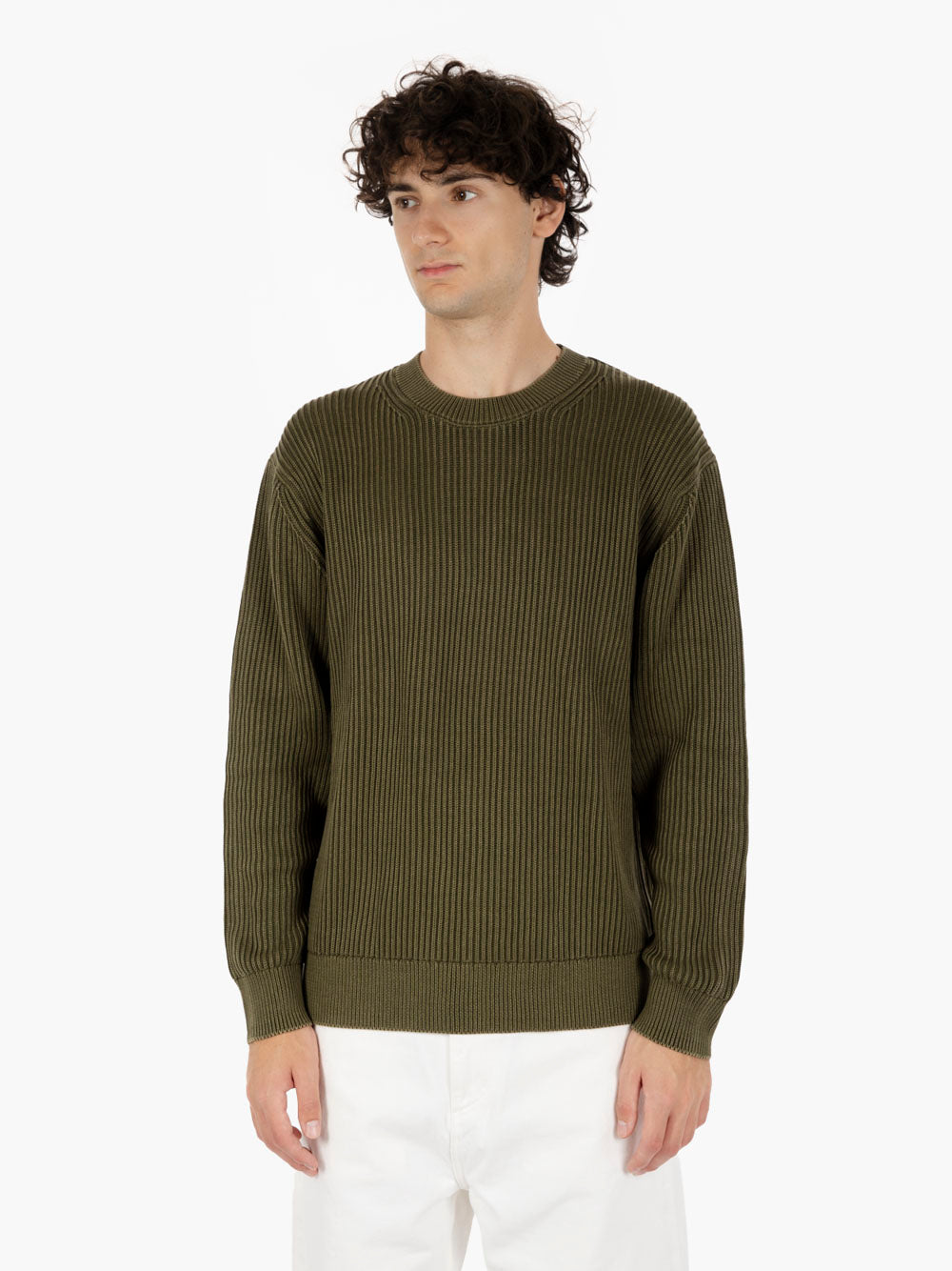 Crew Neck acid wash dark green