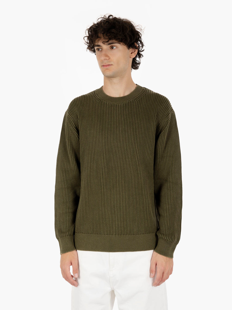 Crew Neck acid wash dark green