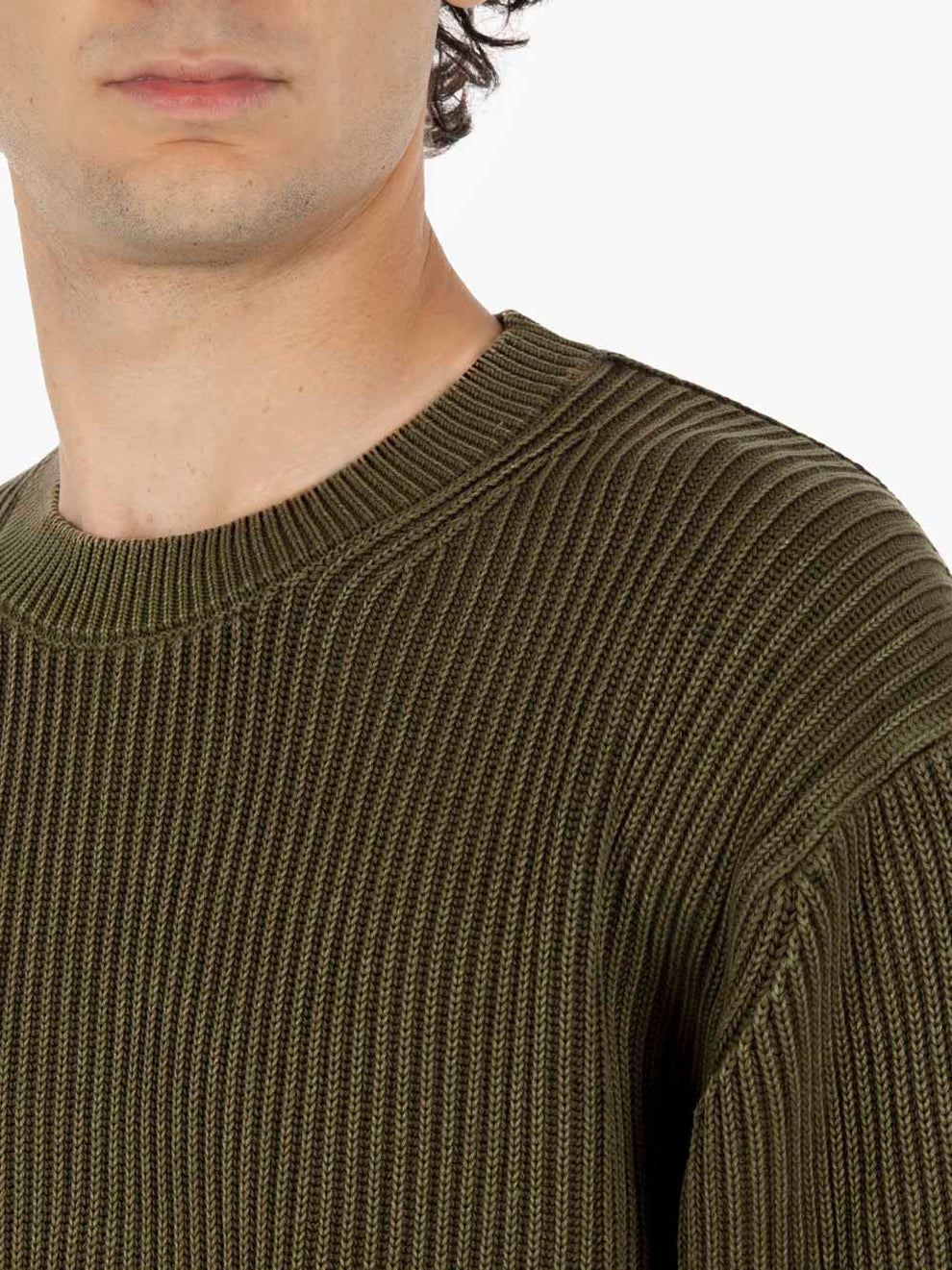 Crew Neck acid wash dark green
