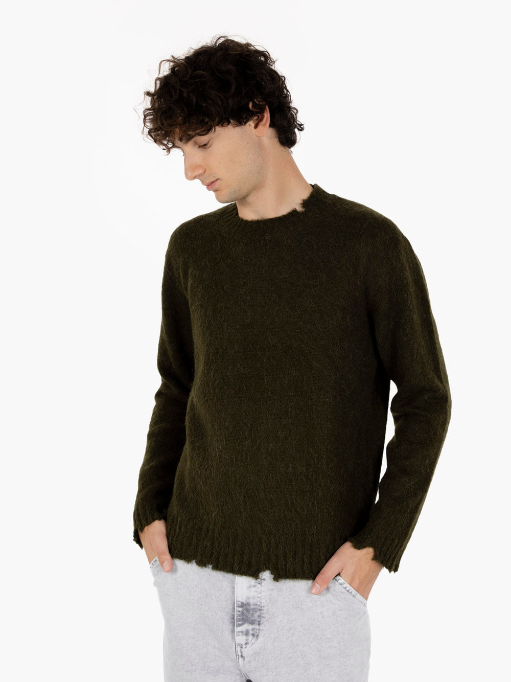 Crewneck brushed dark green