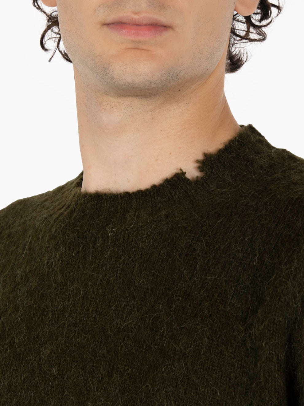 Brushed dark green crewneck
