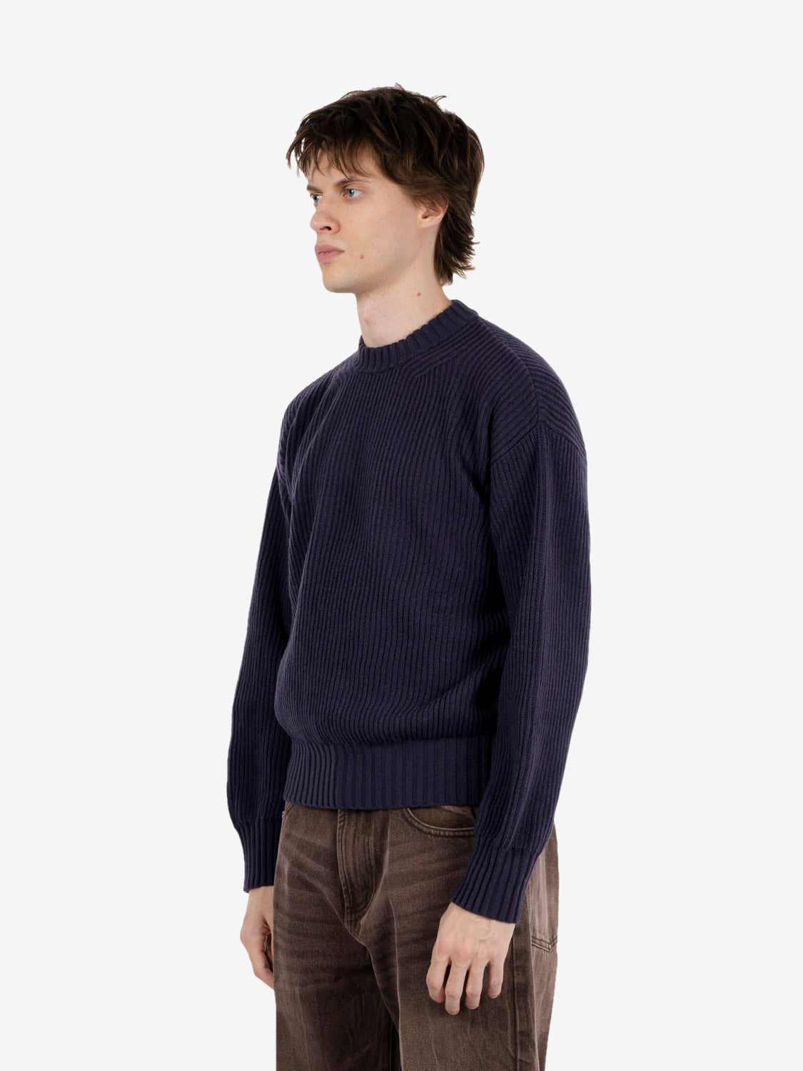 Maglione girocollo costa inglese blu