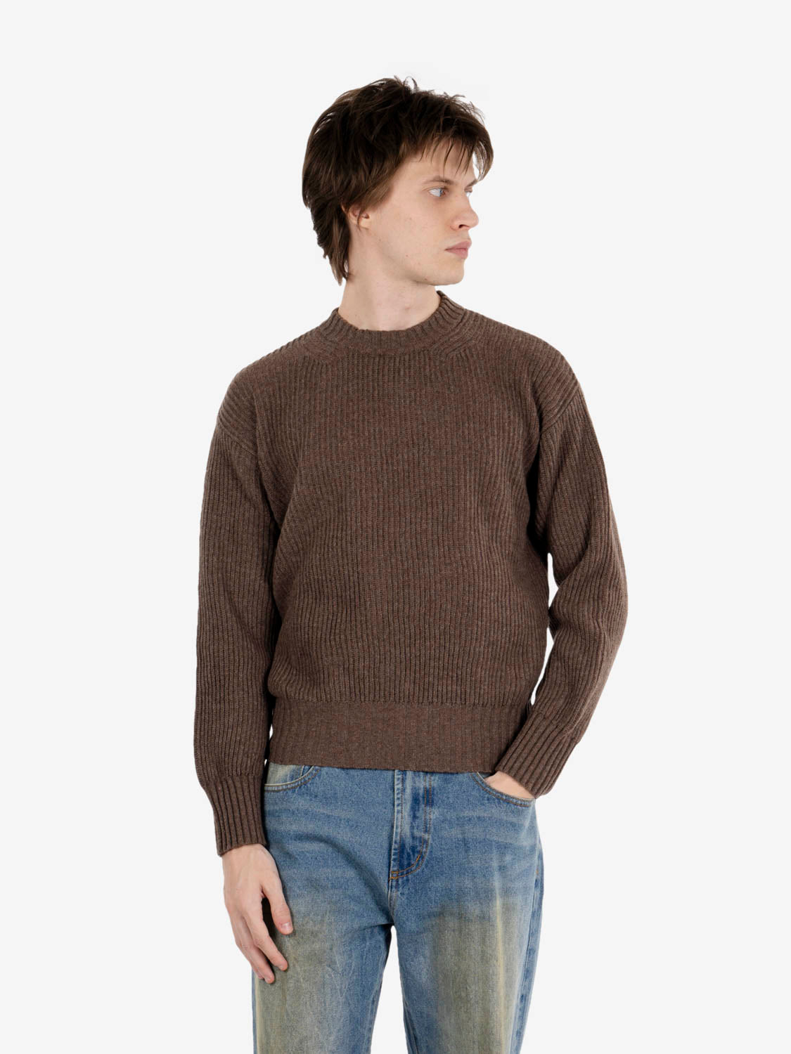 Maglione girocollo costa inglese brown