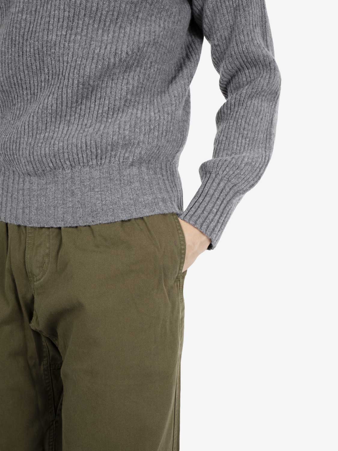Grey melange English rib crewneck sweater