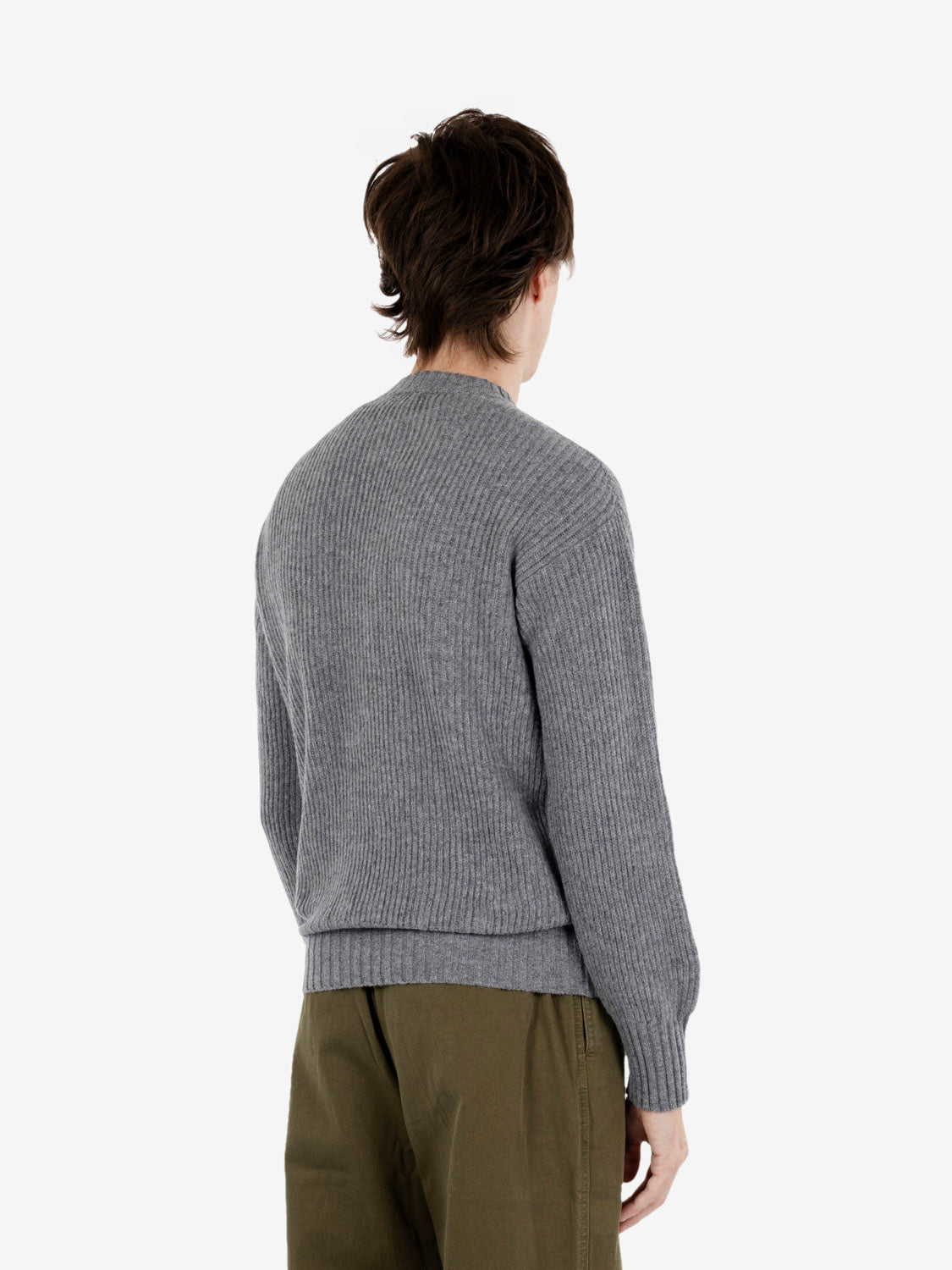 Grey melange English rib crewneck sweater
