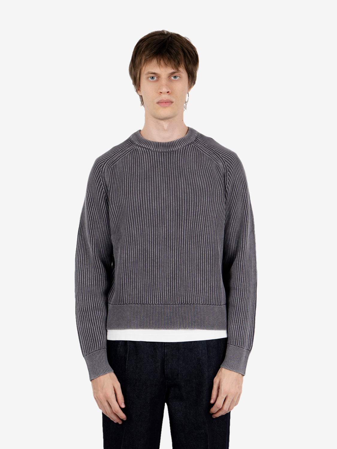 Maglione girocollo grey acid wash