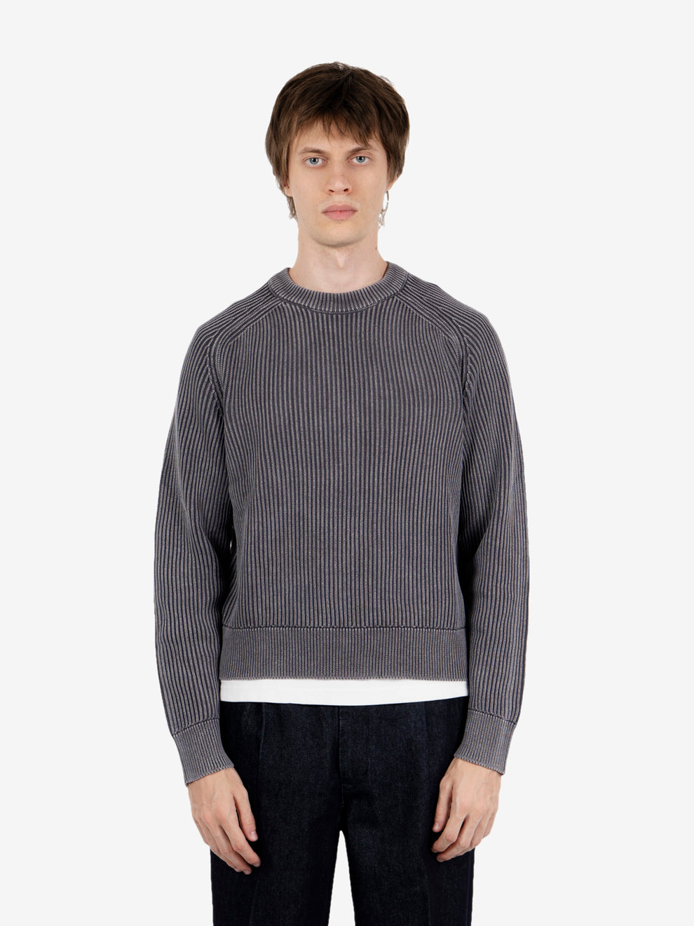 Maglione girocollo grey acid wash