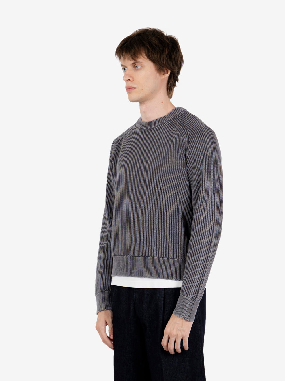 Maglione girocollo grey acid wash