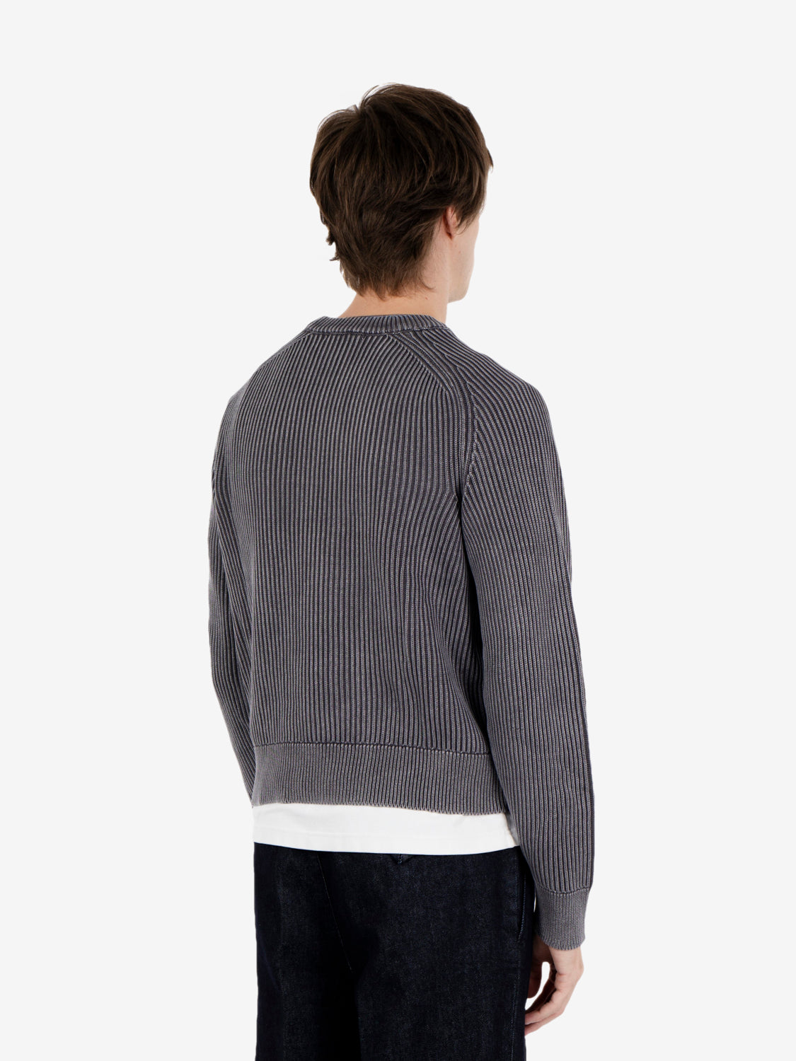 Maglione girocollo grey acid wash