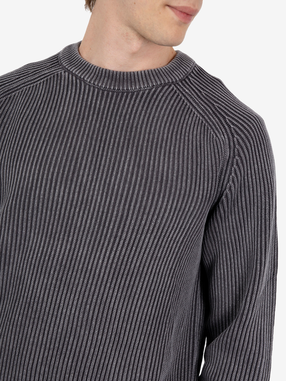 Maglione girocollo grey acid wash