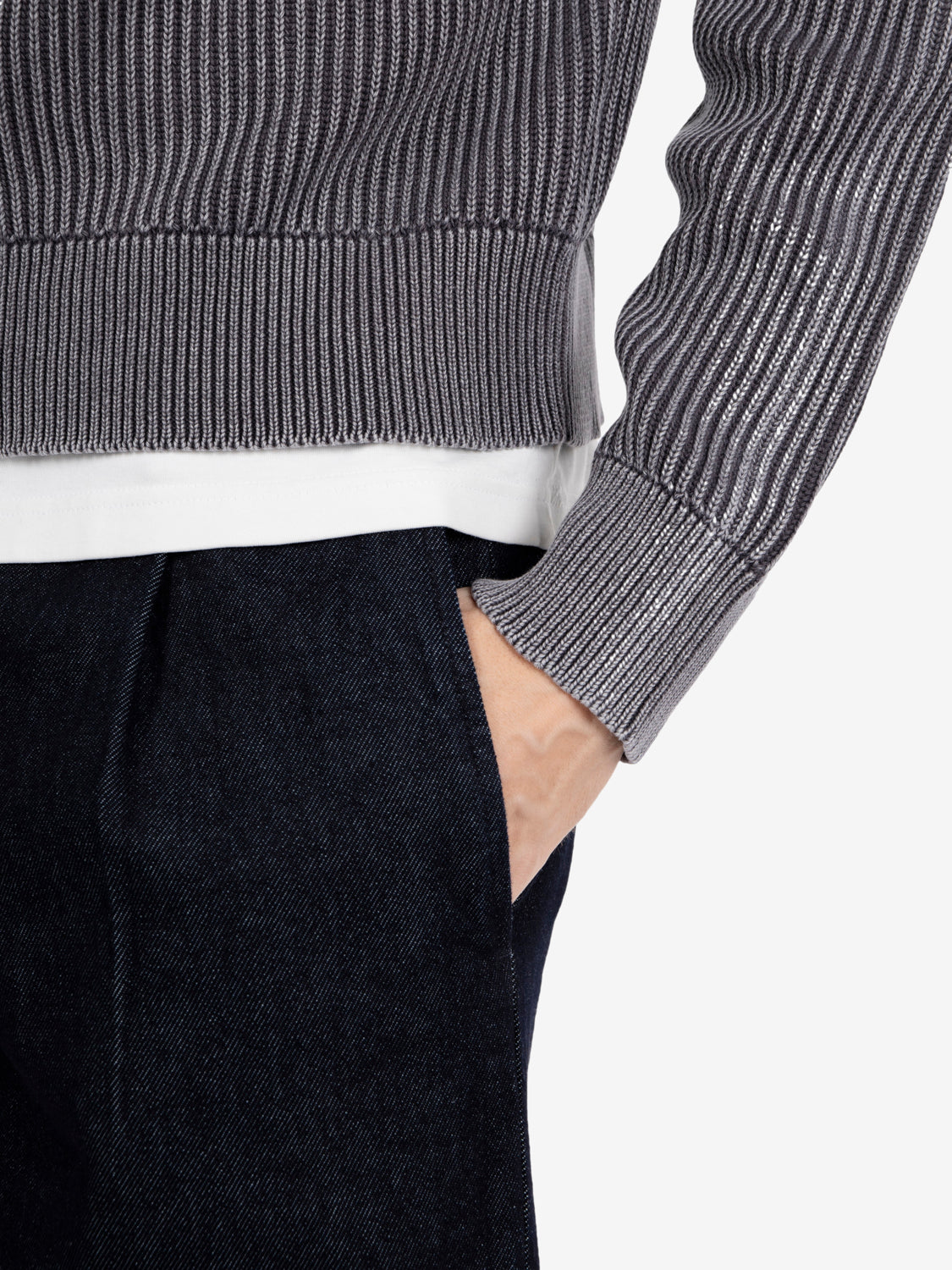 Maglione girocollo grey acid wash