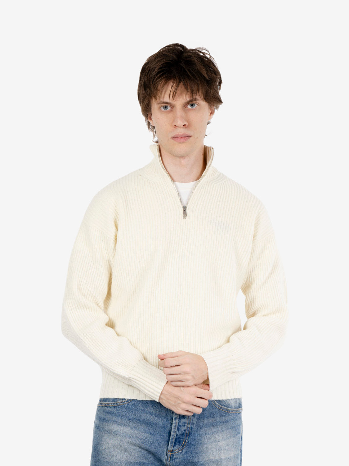 Maglione mezza zip costa inglese cream