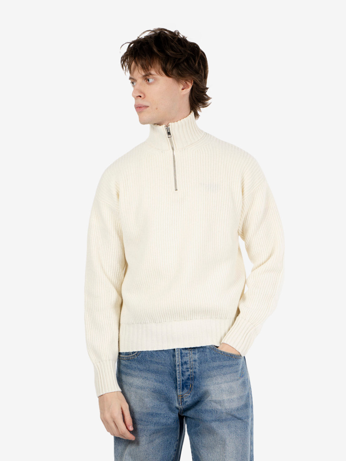 Maglione mezza zip costa inglese cream