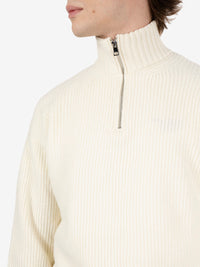 Cream half-zip ribbed sweater