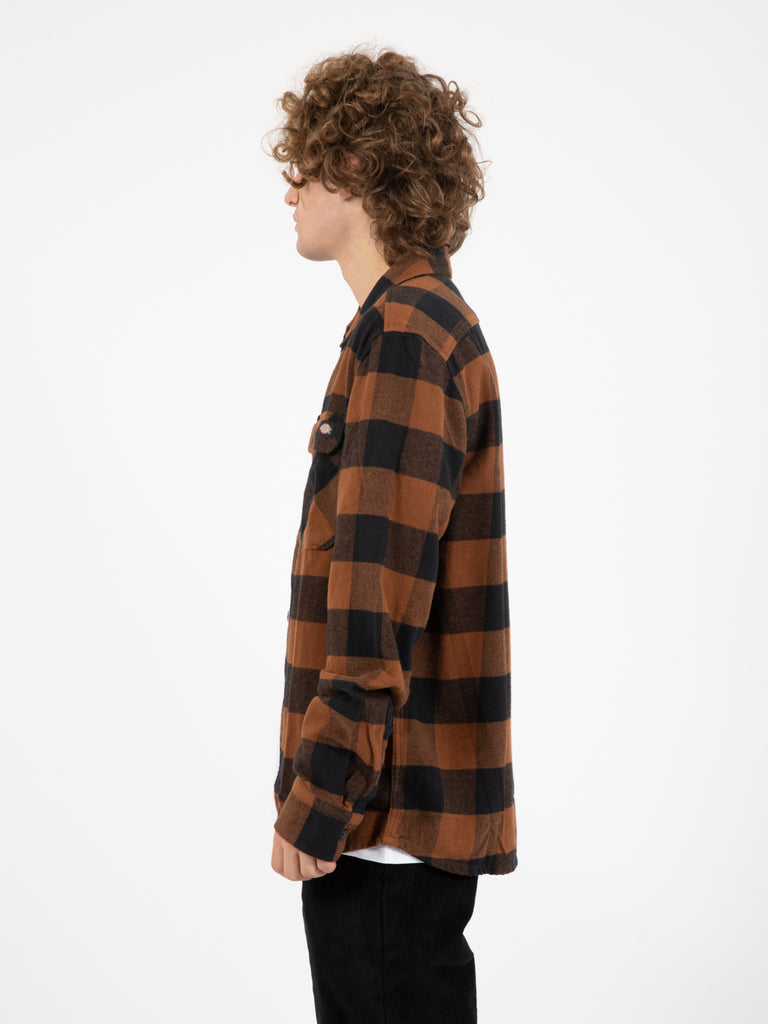 DICKIES - Camicia New Sacramento check brown duck / nero