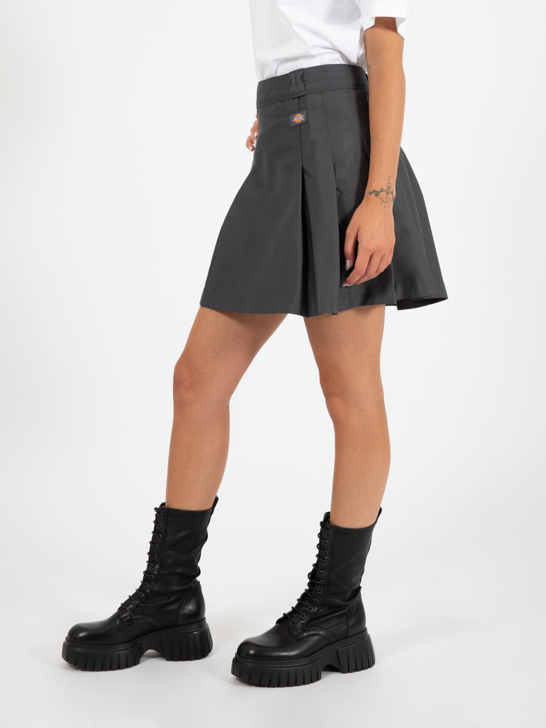 Elizaville charcoal grey pleated skirt