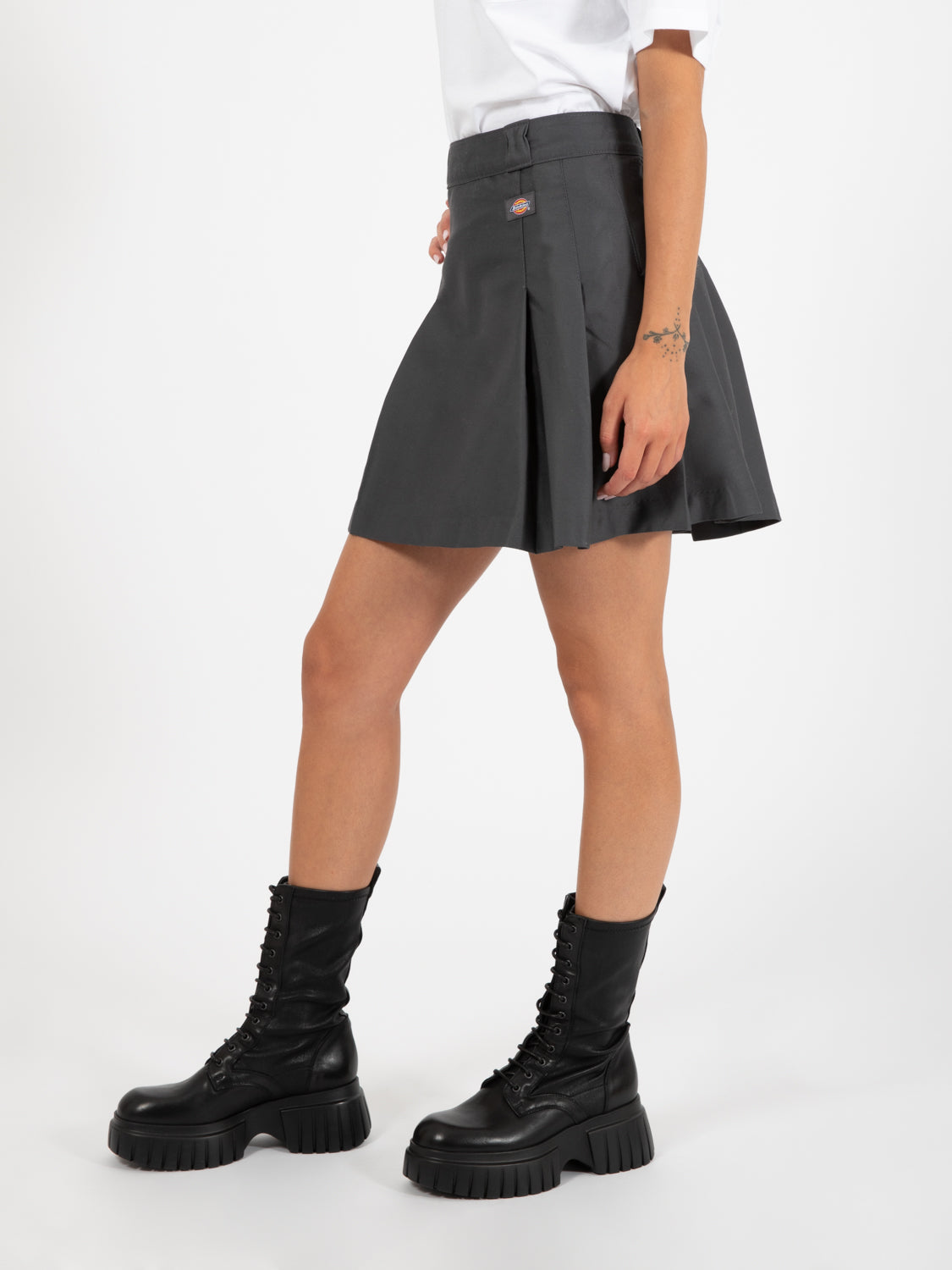 Elizaville charcoal grey pleated skirt