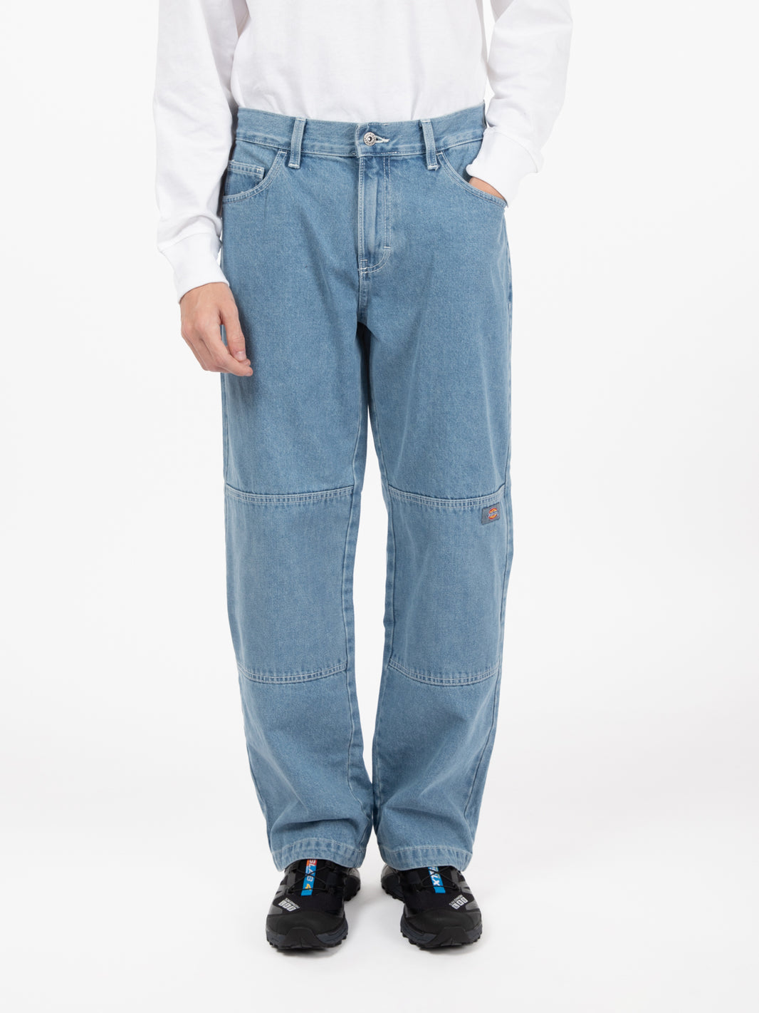 Jeans double knee denim light wash