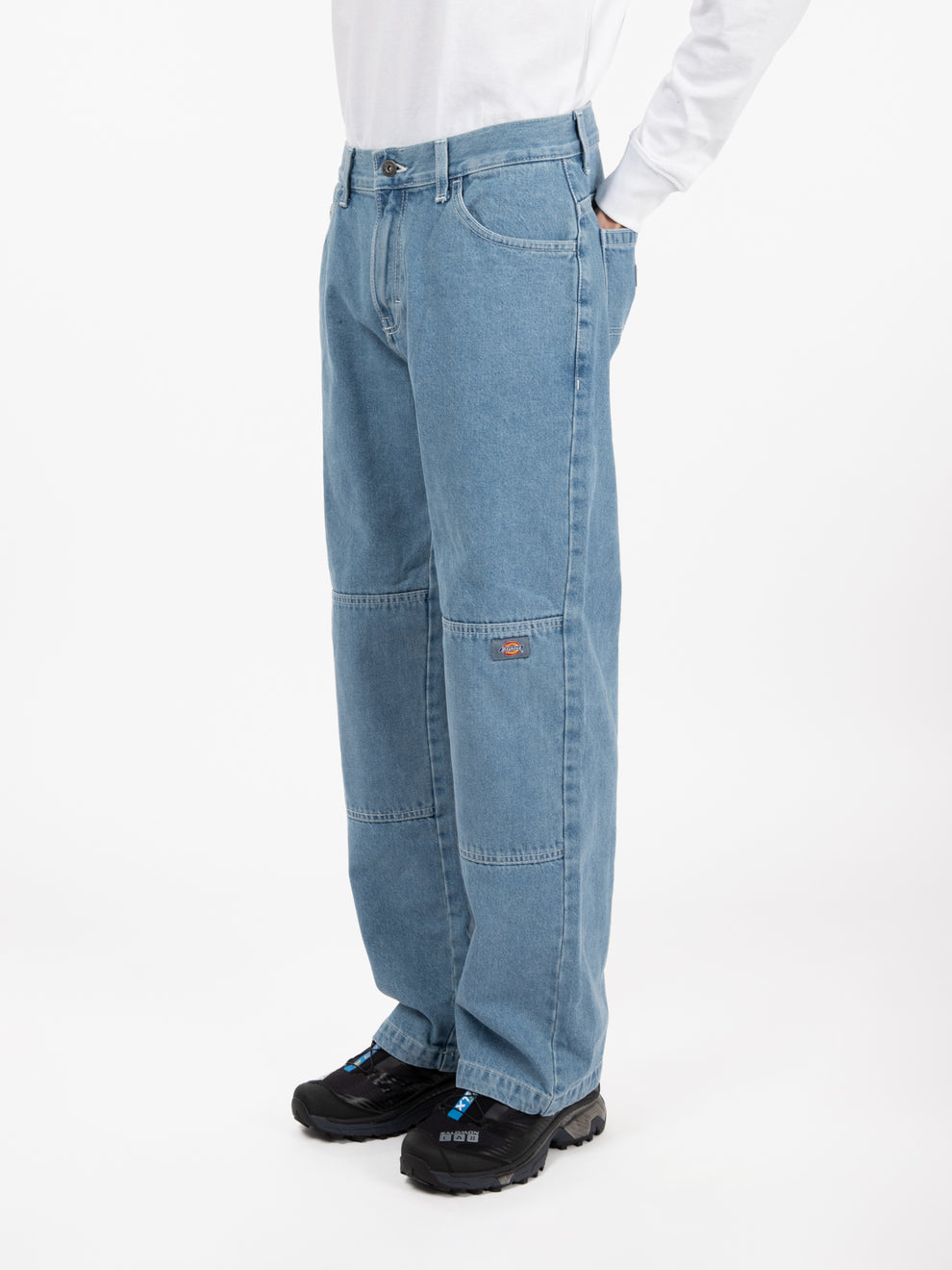 Jeans double knee denim light wash