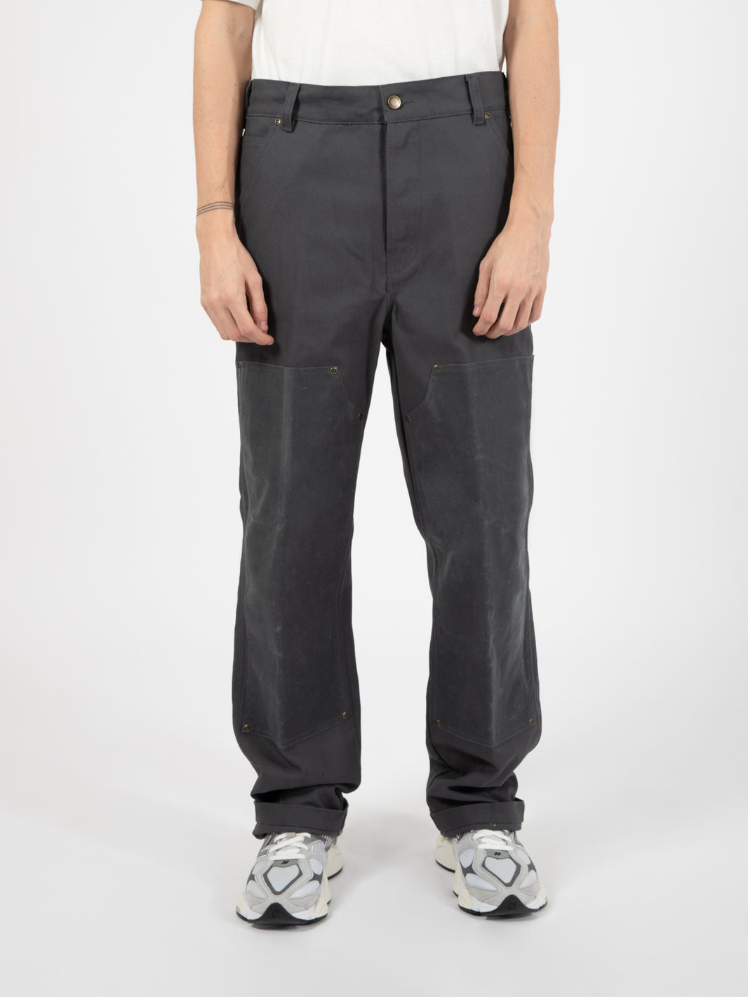 Lucas Waxed Double Knee Charcoal Grey