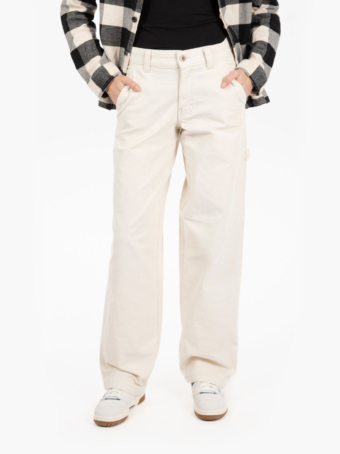 Corduroy carpenter trousers w whitecap gray