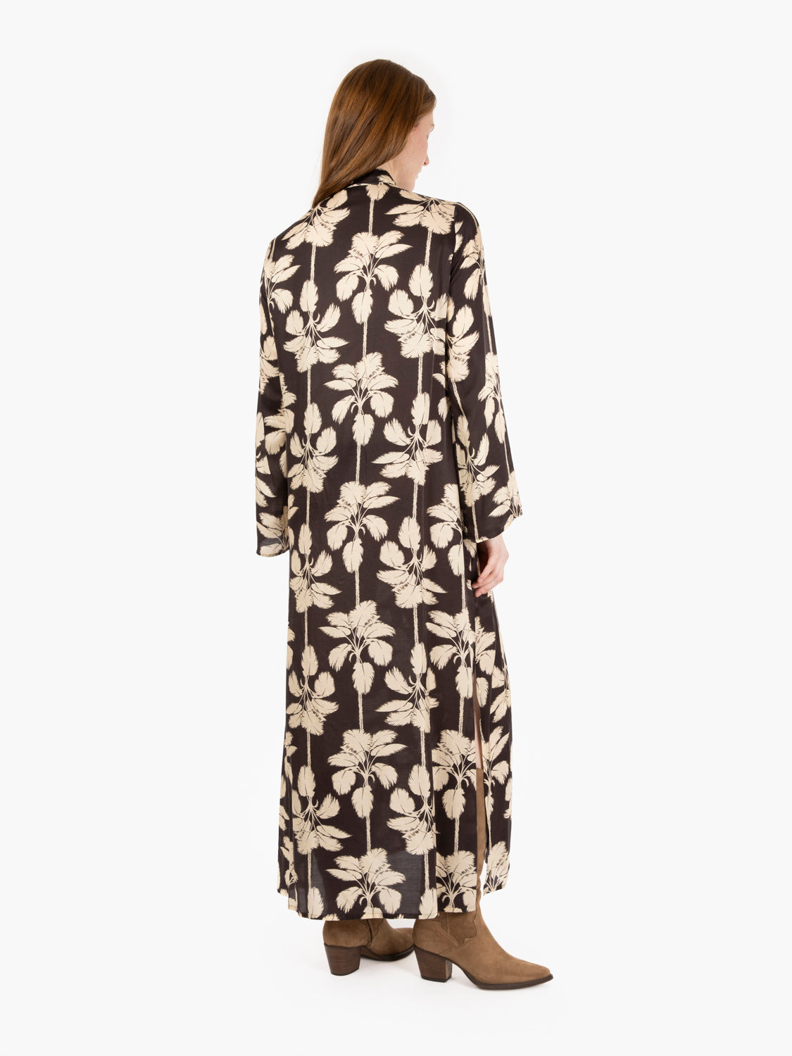 Romira dark brown / white ethnic long dress