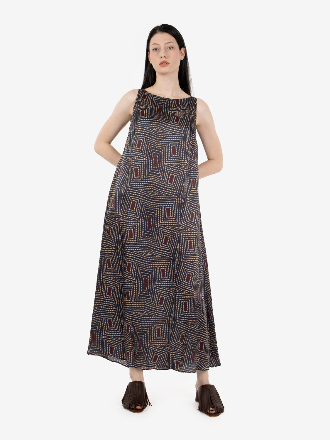 Long dress marine / prune