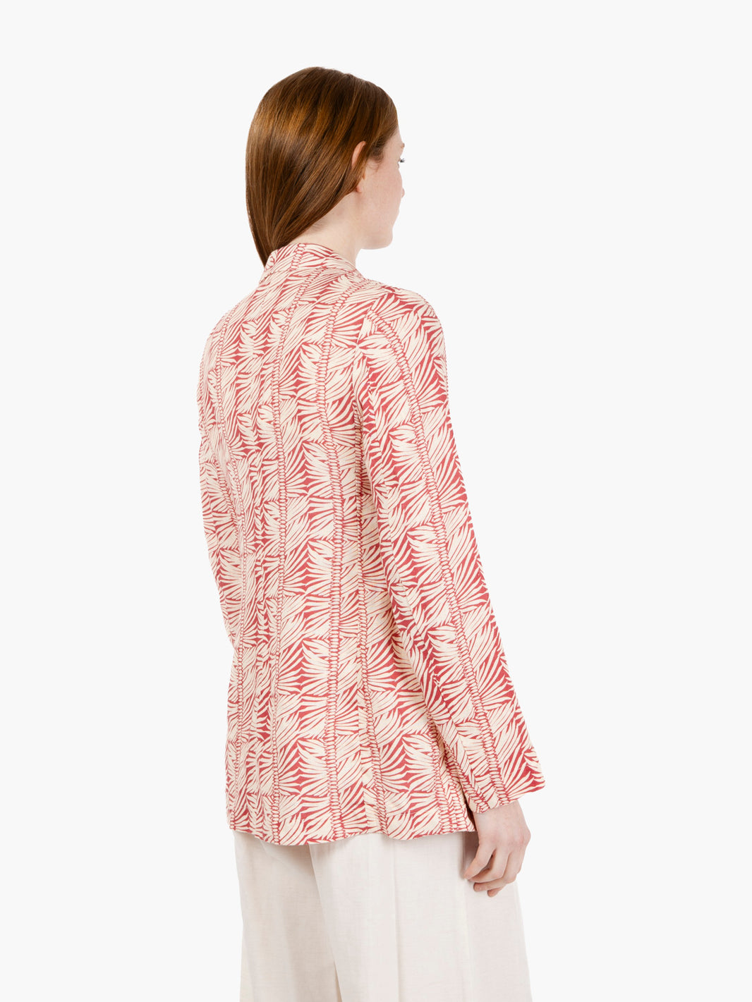 Blazer fantasia foglie corallo / bianco