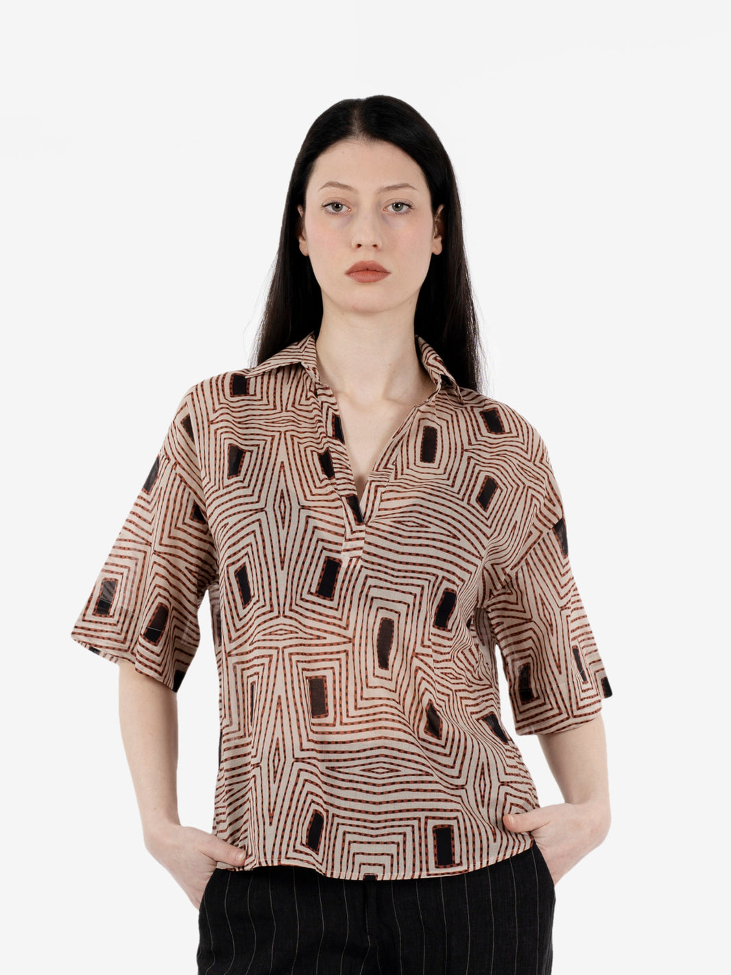 Blouse Tifana ecru / camel