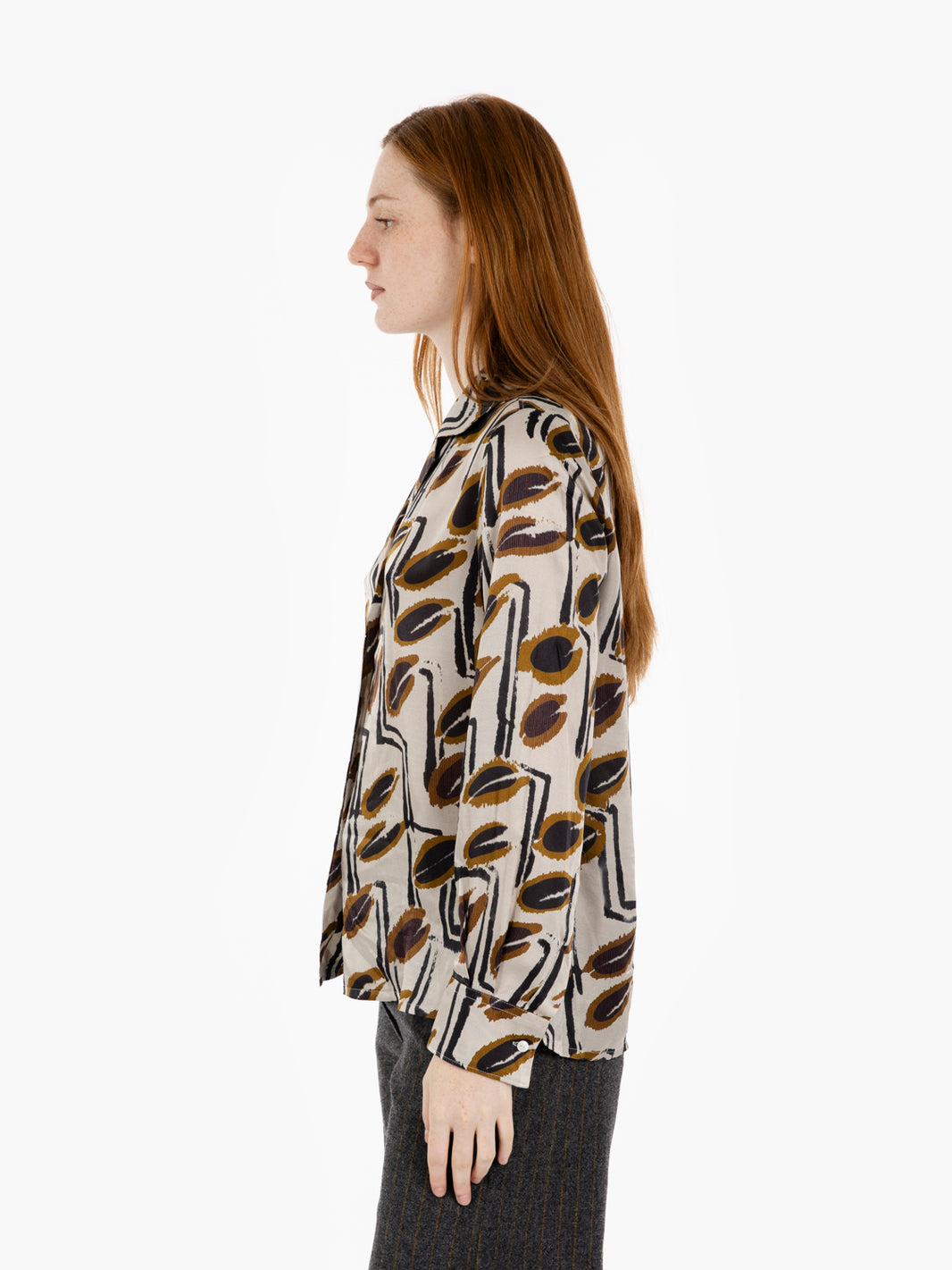 Ivory/brown patterned shirt
