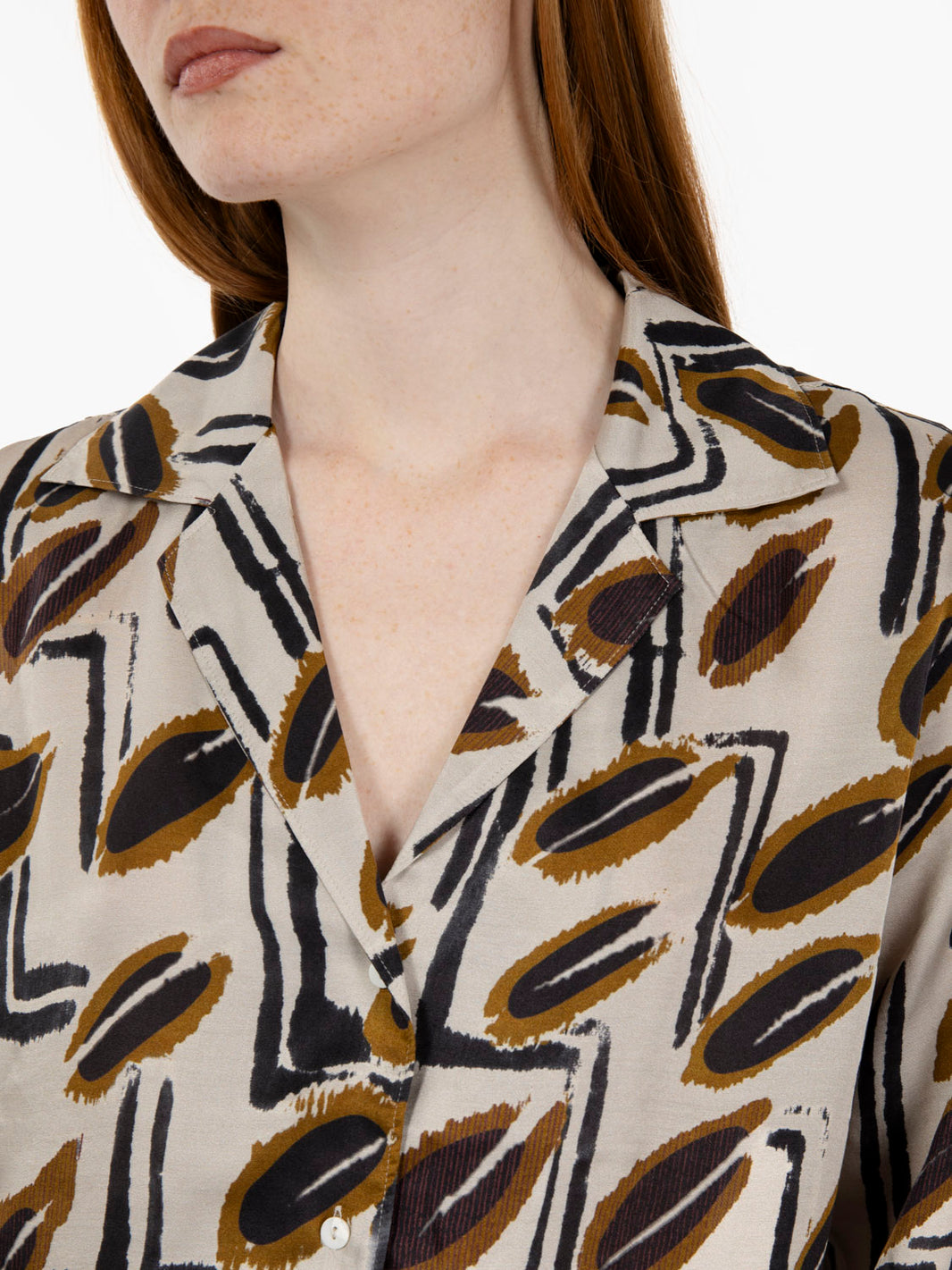 Camicia a fantasia avorio / marrone