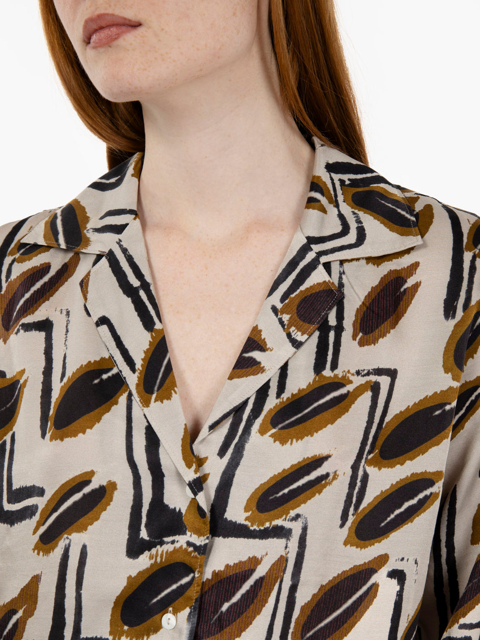 Ivory/brown patterned shirt