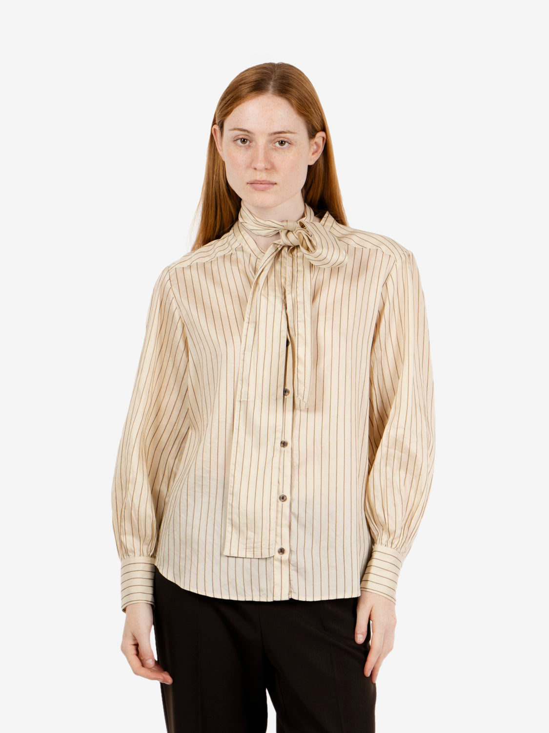 Camicia a righe Colza ecru / camel