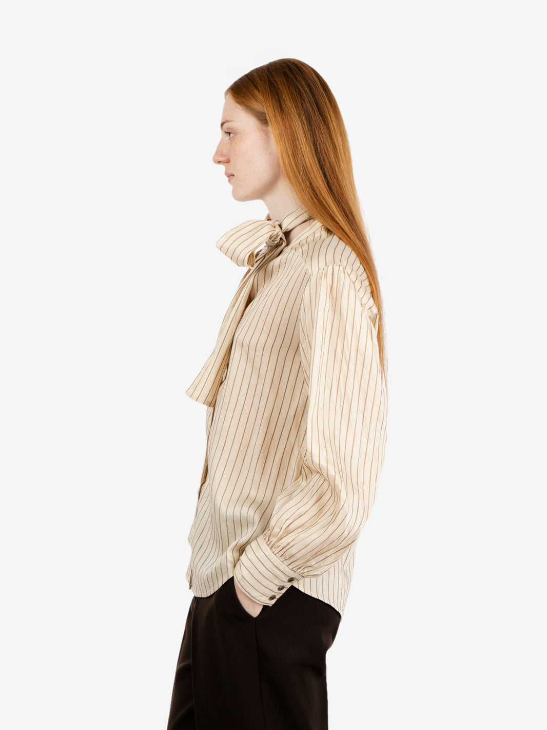 Ecru / camel Colza striped shirt