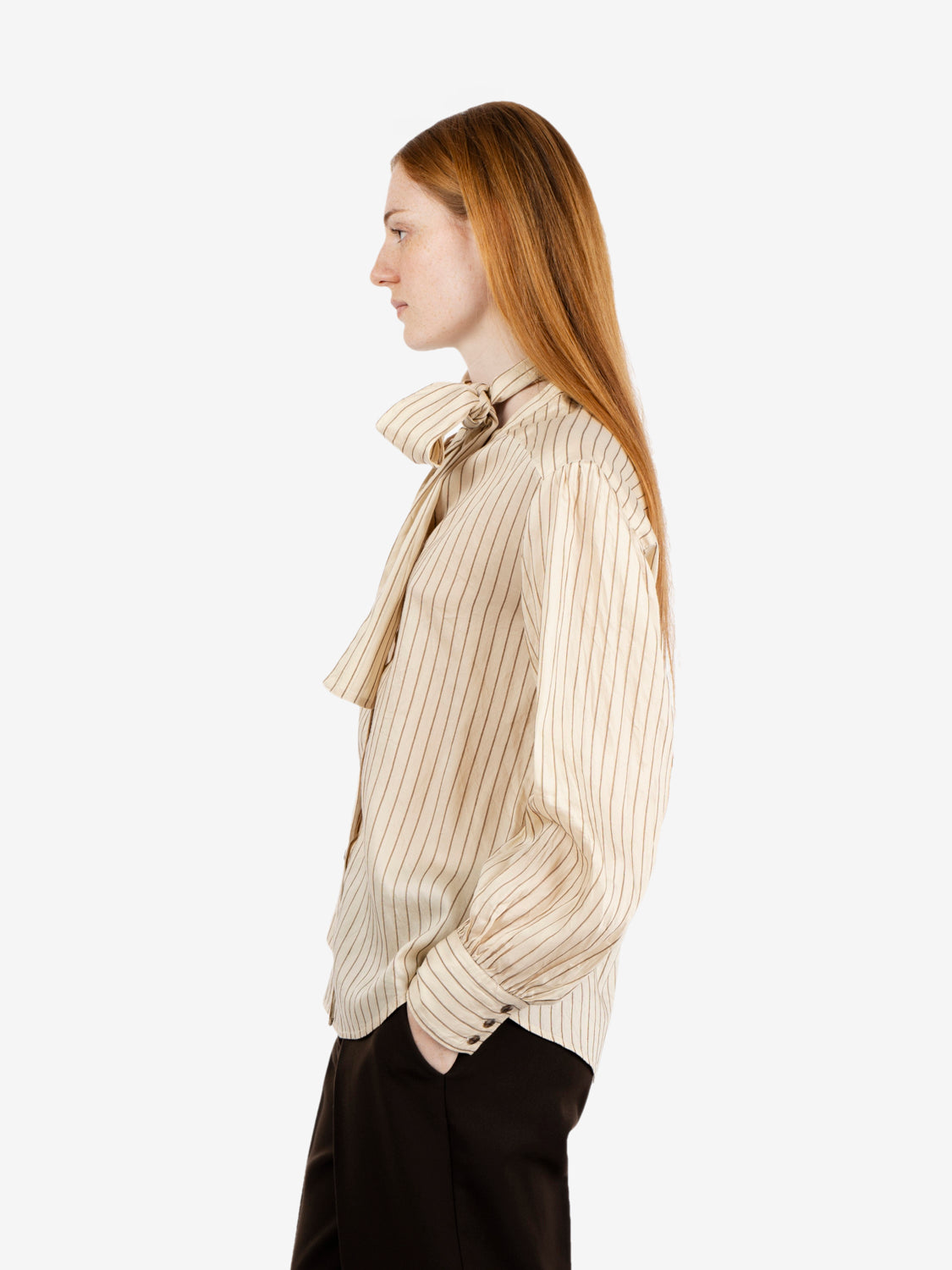 Camicia a righe Colza ecru / camel