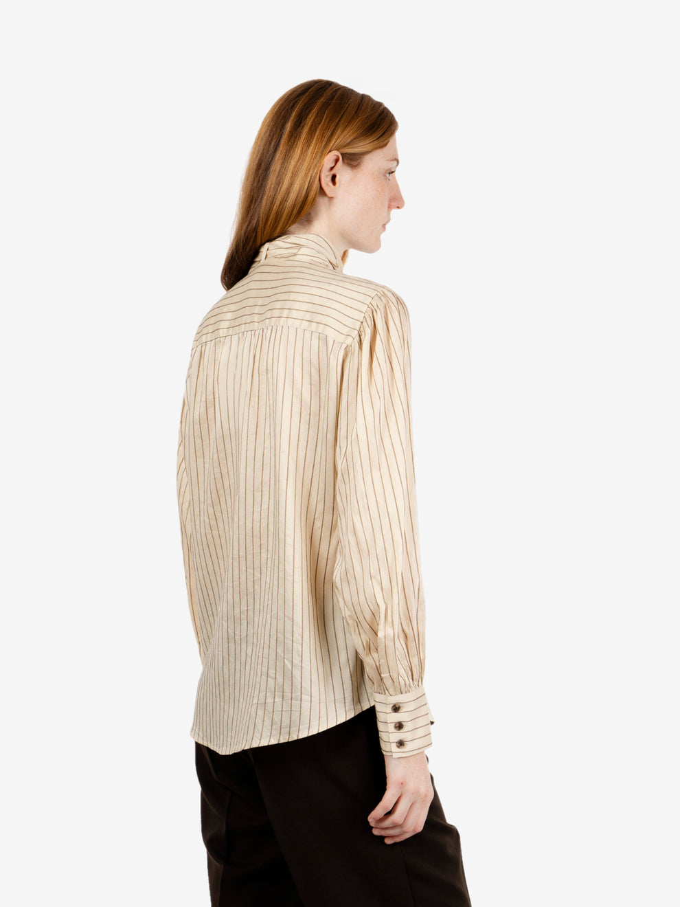 Camicia a righe Colza ecru / camel