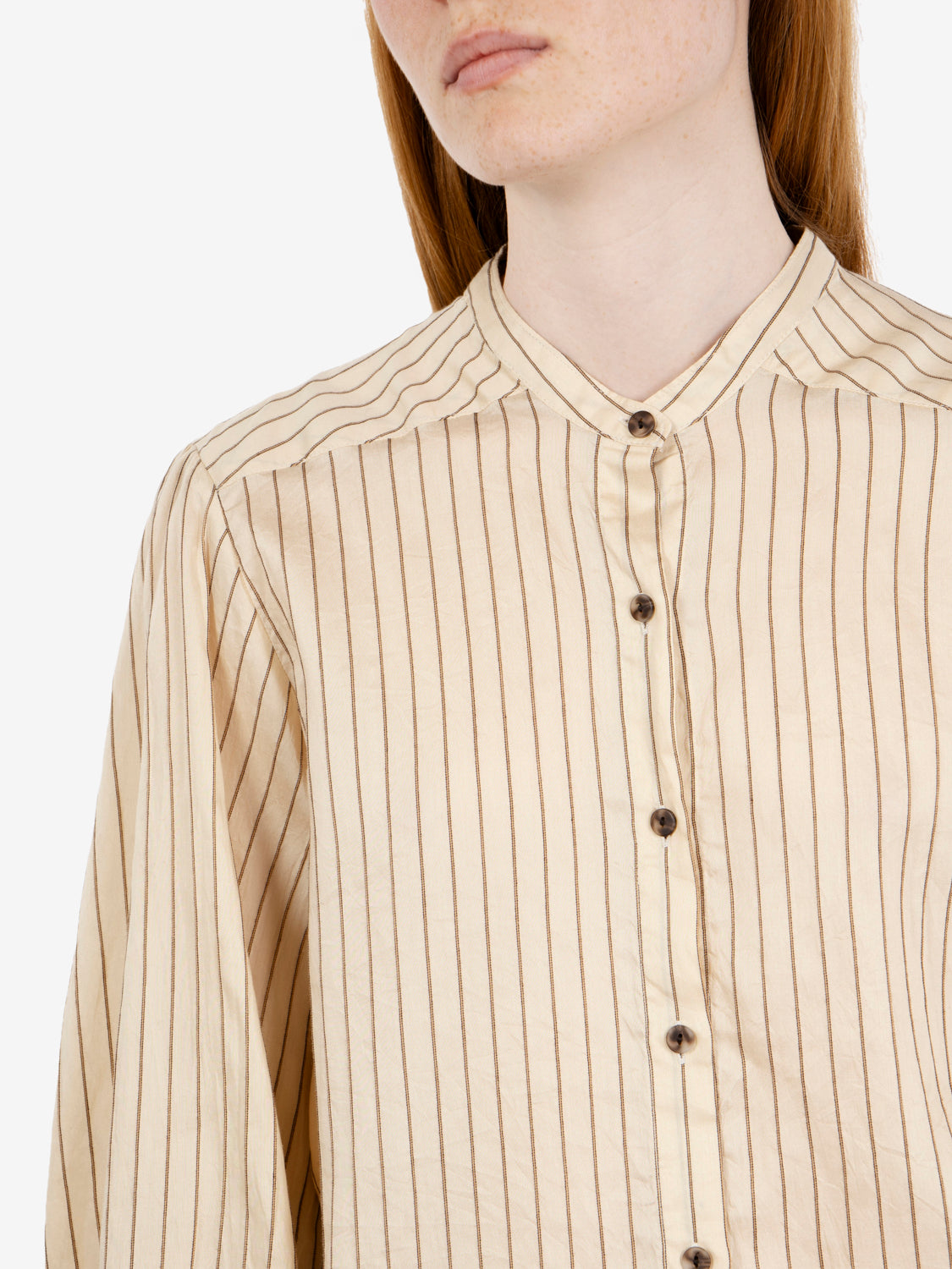 Camicia a righe Colza ecru / camel