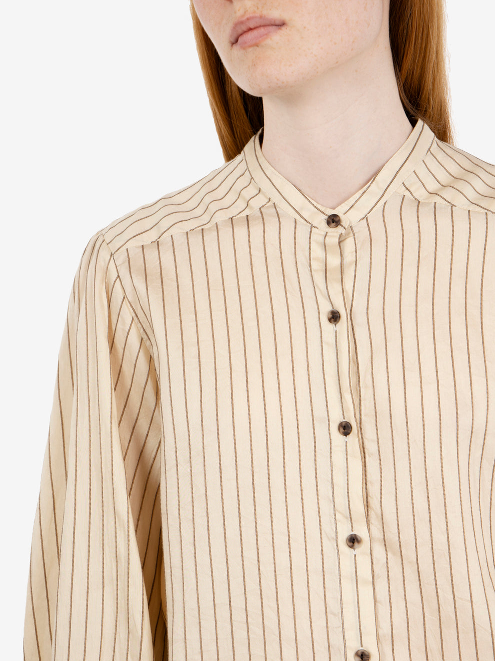 Camicia a righe Colza ecru / camel