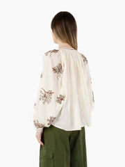 DIEGA - Camicia Celestino con ricami bianco / moro