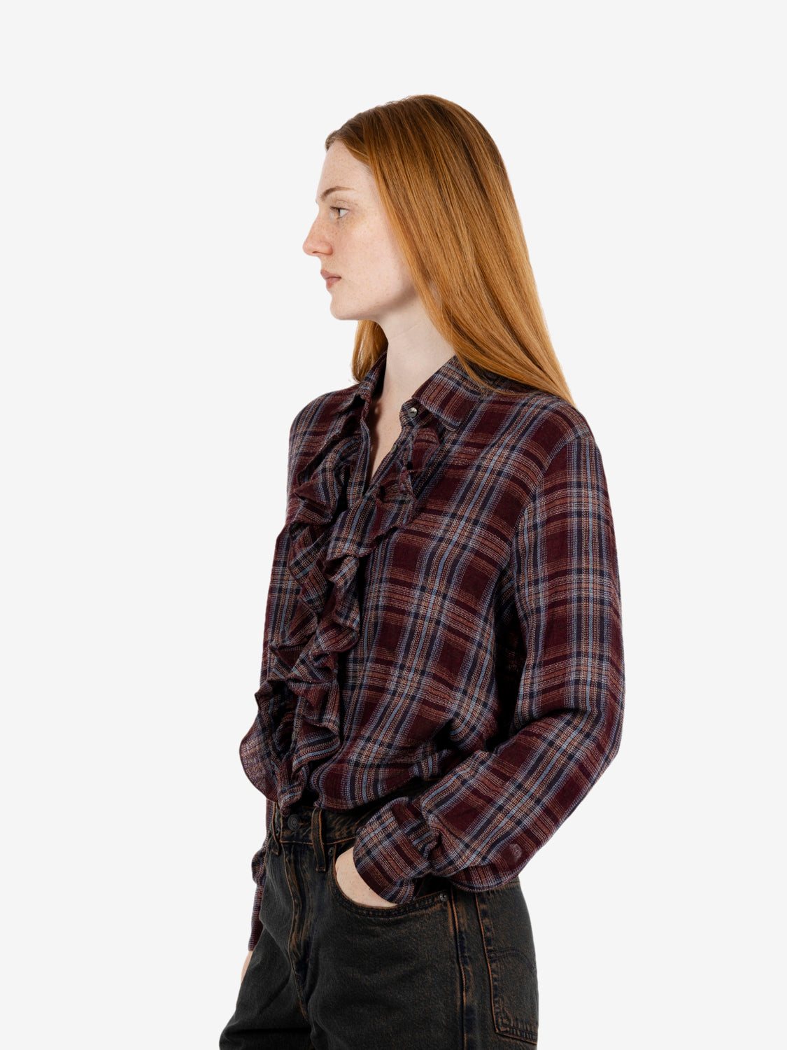 Plum Cianta shirt with ruffles