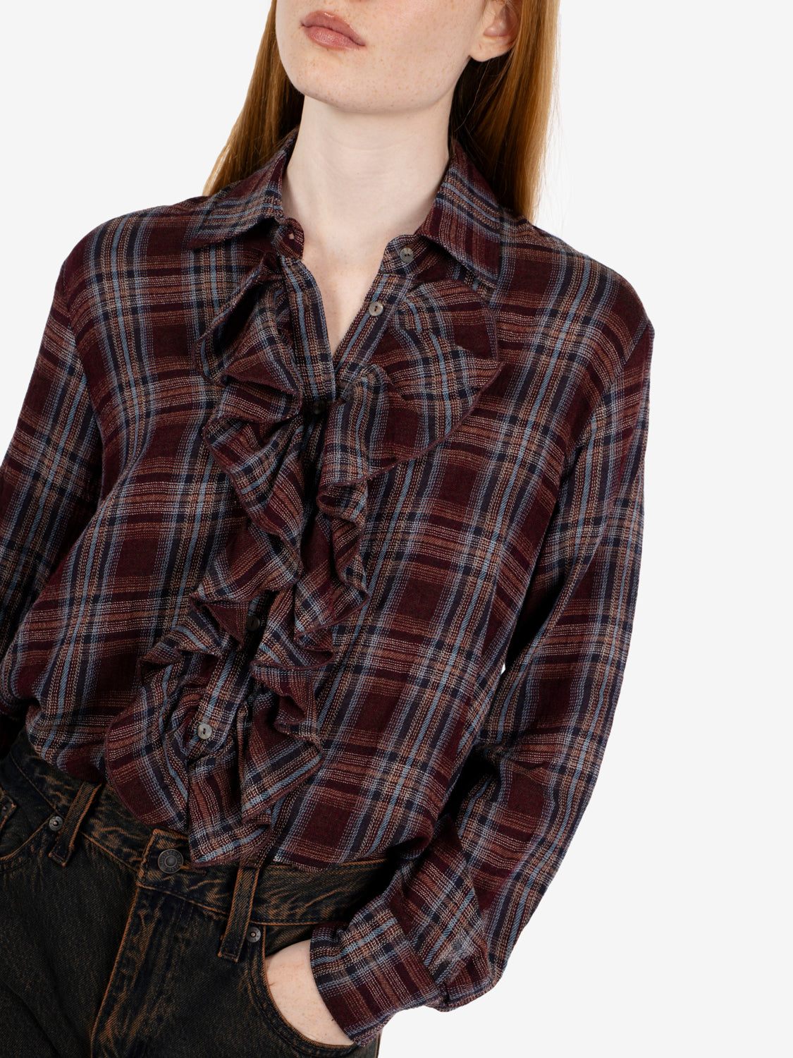 Plum Cianta shirt with ruffles