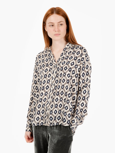 Camicia Cirilla marine camel ecrù